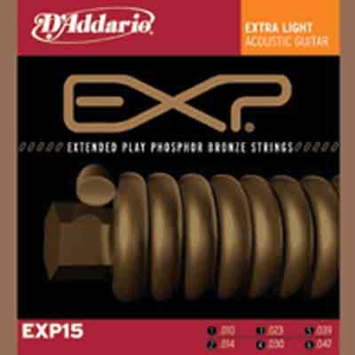 DAddario EXP Coated Phosphor Bronze Round Wound-EXP15, .010-.047 extra light