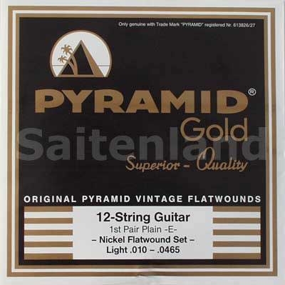 Pyramid Gold 12-Saitig Original Vintage Flatwounds Nickel Flatwounds 310/12, .010-.0465w light