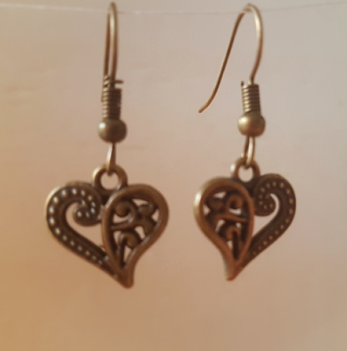 hrringchen florales Herz Bronze