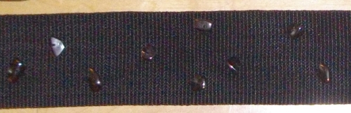 Gitarrengurt Hämatit, Nylon schwarz, perlenbestickt