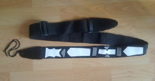 Gitarrengurt Indian, Nylon schwarz, mit Lederapplikation